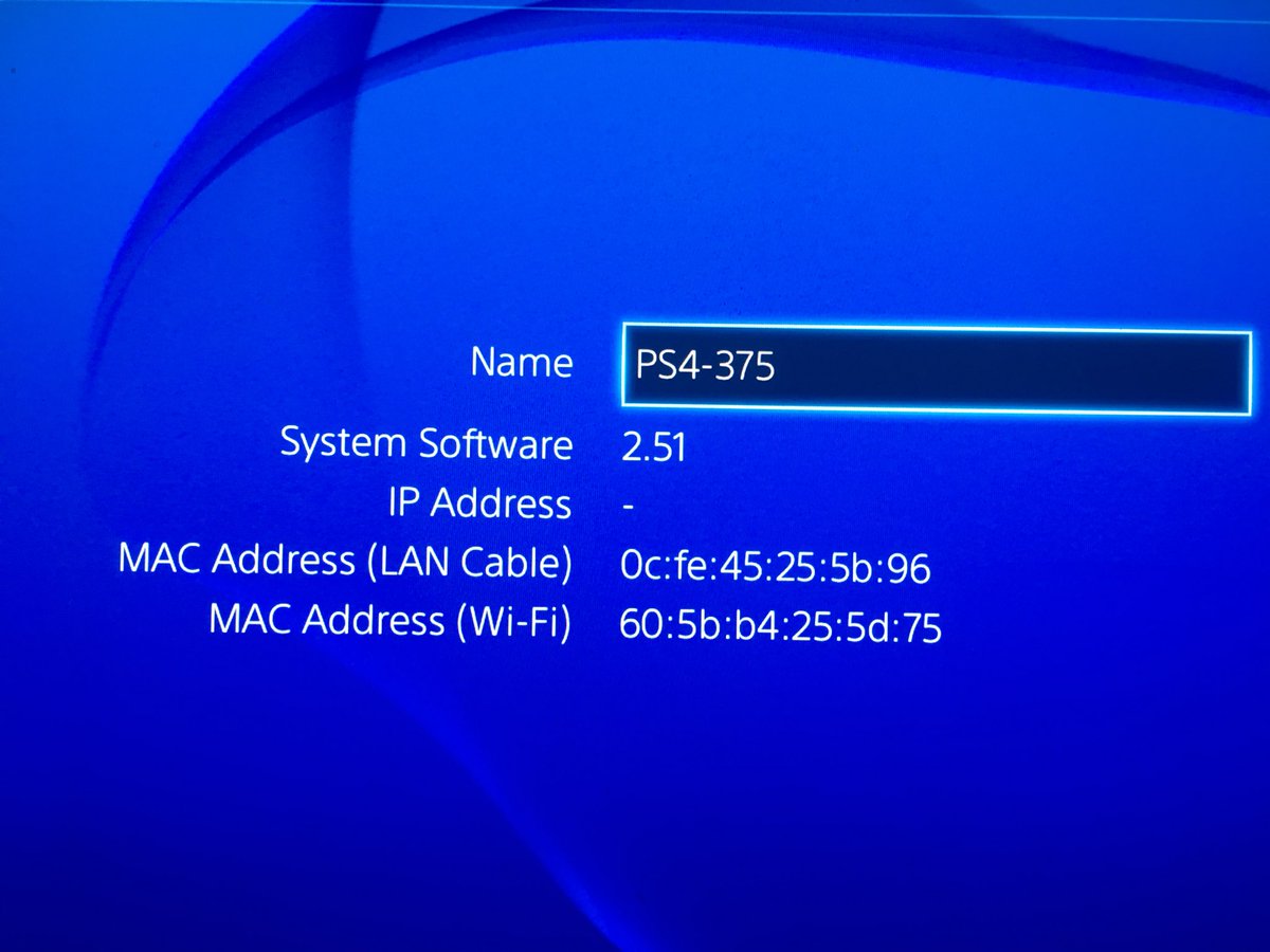 how 2 get mac address for ps4